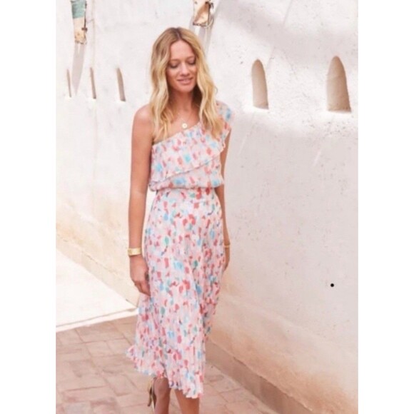 Sezane Size 38 6 Pleated Dino Midi Skirt in Ines Powder Flower - Picture 3 of 11